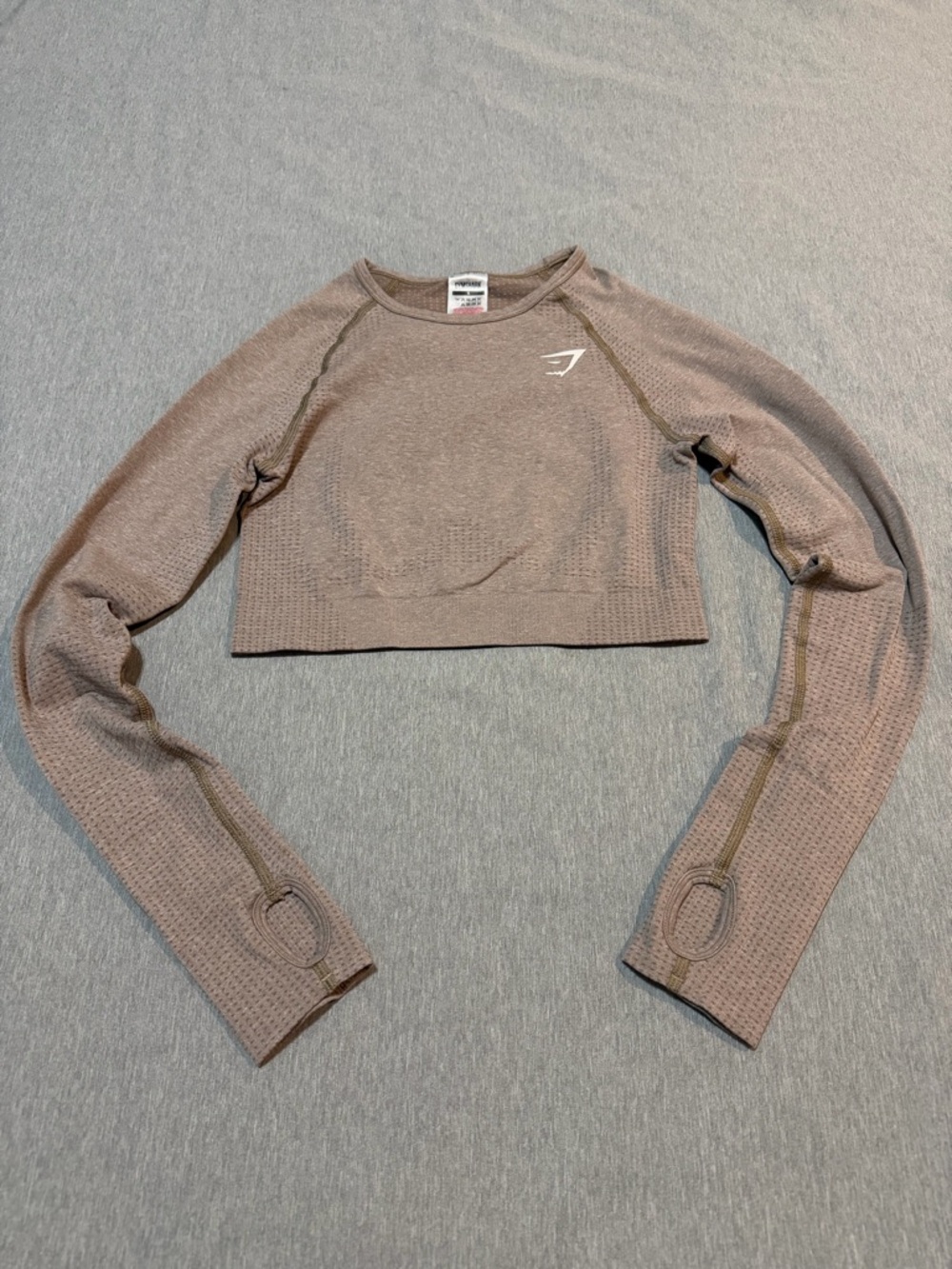 Gymshark Vital Seamless 2.0 Crop Top S Taupe Marl Long Sleeve